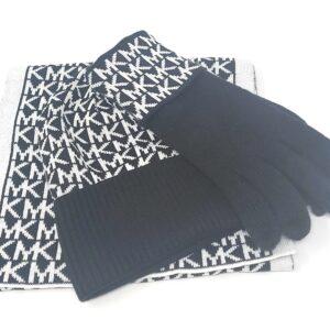 Michael Kors Women's Scarf, Beanie & Glove Set, Black/White