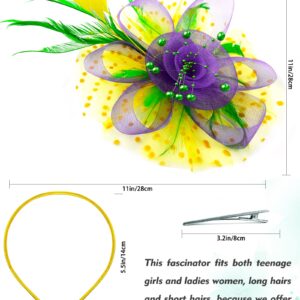 Hikkcos Mardi Gras Fascinators Headband for Women Feathers Headband for Royal Wedding Carnival Parade Cocktail