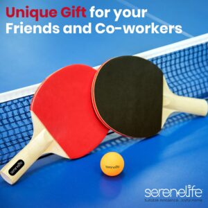 SereneLife Professional Ping Pong Paddle Set - Table Tennis Paddles and Balls Set w/ 4 Ping Pong Rackets, 8 Table Tennis Balls, Paddle Case - 2 or 4 Players Professional & Recreational Games - SLPPRAC