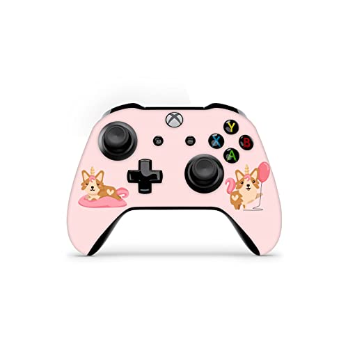 ZOOMHITSKINS Controller Skin Compatible with X1 S and X1 X, Vinyl Sticker Technology, Unicorn Dog Corgi Cute Cartoon Pink, Durable, Bubble-Free, Goo-Free, 1 Skin, Made in The USA