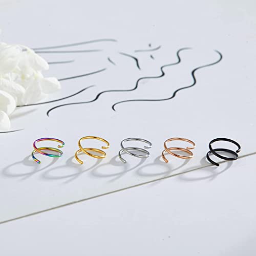 Goenjoy Double Nose Hoop Ring for Single Piercing Nose Hoop, Silver Spiral Nose Hoop For women, Nostril Piercing Jewelry