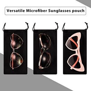 Flutesan 40 Pack Microfiber Case Pouch Bag Glasses Sunglasses Case with 2 Pieces Cleaning Cloth (Black)