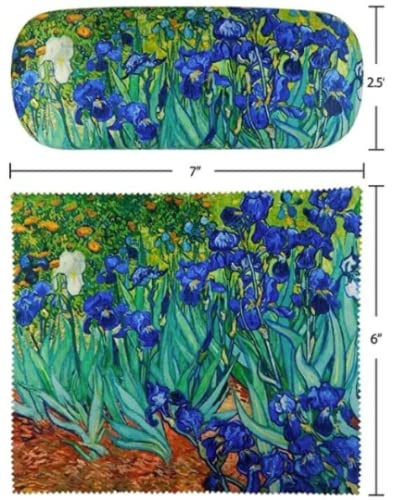 Vincent Van Gogh Painting Art Premium Quality Irises Eyeglass Case and Matching Microfiber Eyeglass Cleaning Cloth