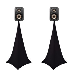 Speaker Stand Cover Tripod Stand Skirt, DJ Speaker Stand Tripod Cover Scrim 360 Degree Coverage(Black-Two Pack)