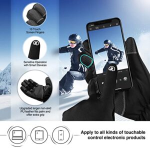 krosa -10℉ Winter Gloves Men Women, 10 Touchscreen Fingers Snow Ski Gloves, Waterproof Cold Weather Gloves