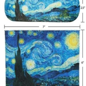 Vincent Van Gogh Painting Art Premium Quality Starry Night Eyeglass Case and Matching Microfiber Eyeglass Cleaning Cloth