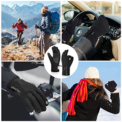 krosa -10℉ Winter Gloves Men Women, 10 Touchscreen Fingers Snow Ski Gloves, Waterproof Cold Weather Gloves