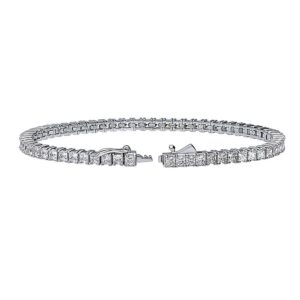 BERRICLE Sterling Silver Princess Cut Cubic Zirconia CZ Fashion Tennis Bracelet for Women, Rhodium Plated 6.5"