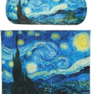 Vincent Van Gogh Painting Art Premium Quality Starry Night Eyeglass Case and Matching Microfiber Eyeglass Cleaning Cloth