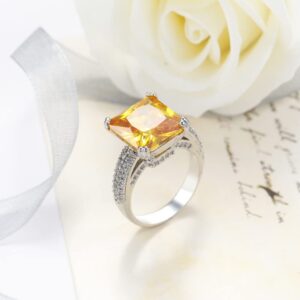 WDIYIEETN Fashion Jewelry Super Huge Genuine Yellow Topaz Gemstone Women Silver CZ Crystal Wedding Ring (7)