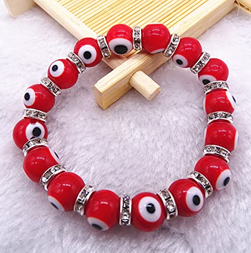 Pingyongchang Evil Eye Bracelet Charm Beaded Crystal Bracelets Jewelry Boho Protection Stretch Bracelets for Women Womens Strand Jewelry GREEN