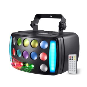 dj lights, eyeshot stage party light 4 in 1 with rgbw derby beam, red green starry light, led strobe and dynamic marquee, remote & dmx control great for disco club party dj stage lighting