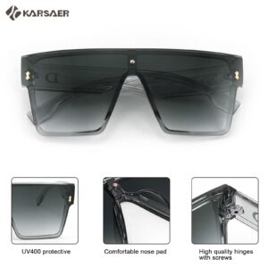 Karsaer Chic Oversized Square Women Men One Piece Sunglasses Fashion Flat Top Large Unisex Sunglasses Women Men K7110