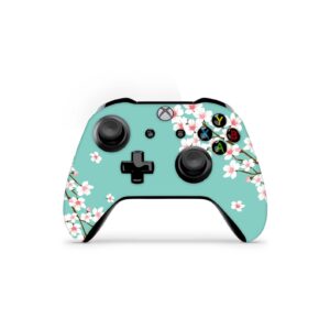 ZOOMHITSKINS Controller Skin Compatible with X1 S and X1 X, Vinyl Sticker Technology, Orient Aqua Cherry Blossom Sakura Japan, Durable, Bubble-Free, Goo-Free, 1 Skin, Made in The USA