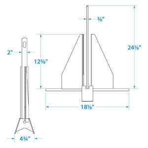 Ymiko Boat Anchor, Marine Anchor Stainless Steel High Tensile Hardware, 2kg Boat Anchor Stainless Steel Marine Hardware Parts Accessories for Boats 17 to 22 Feet