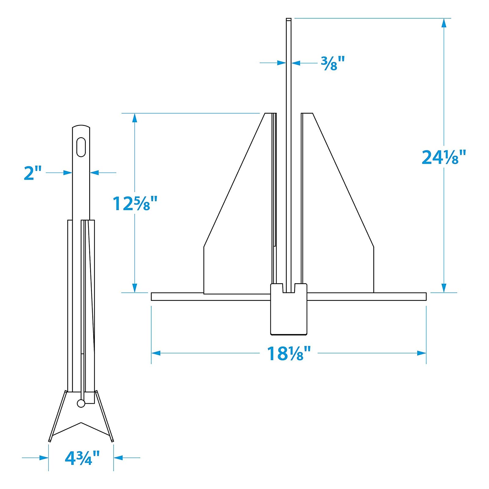 Ymiko Boat Anchor, Marine Anchor Stainless Steel High Tensile Hardware, 2kg Boat Anchor Stainless Steel Marine Hardware Parts Accessories for Boats 17 to 22 Feet