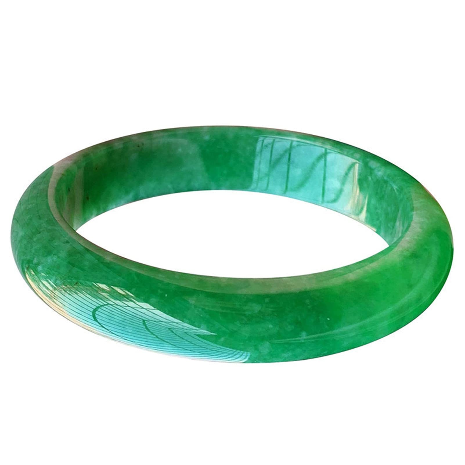 Natural Burmese Jade Bangle Full Green Feng Shui Jadeite Bracelet Women Jewellery Christmas Gift (Size : 58mm)