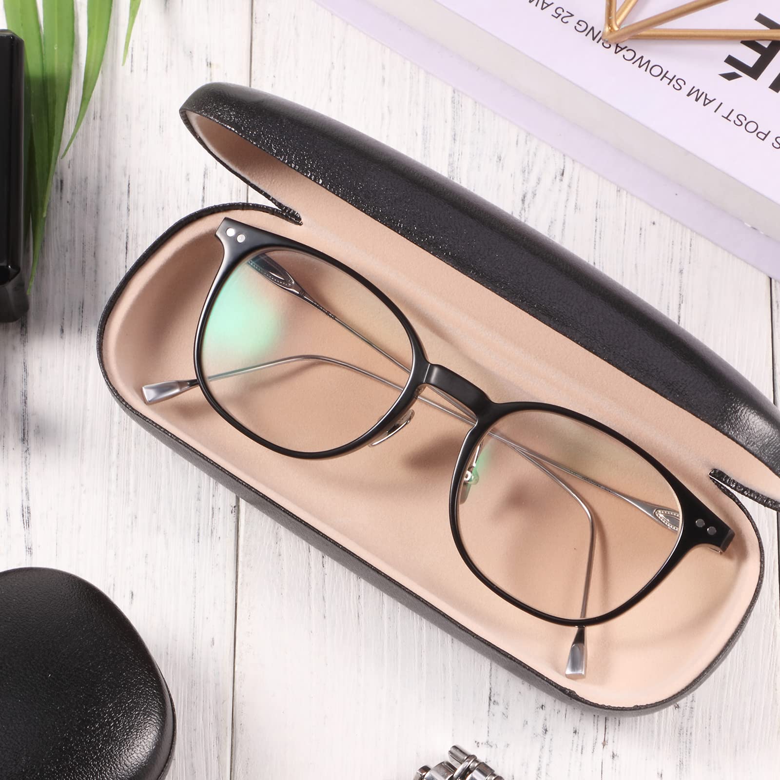 Flutesan 10 Pieces Hard Shell Eyeglass Case Eyeglass Pocket Sunglasses Case Eyeglass Case with Eyeglass Cloth for Men Women