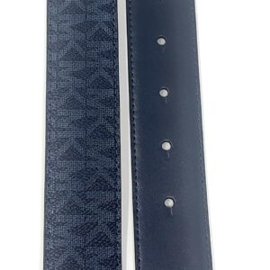 Michael Kors Men's Cut to Fit Reversible PVC Leather MK Plaque Belt (Navy)