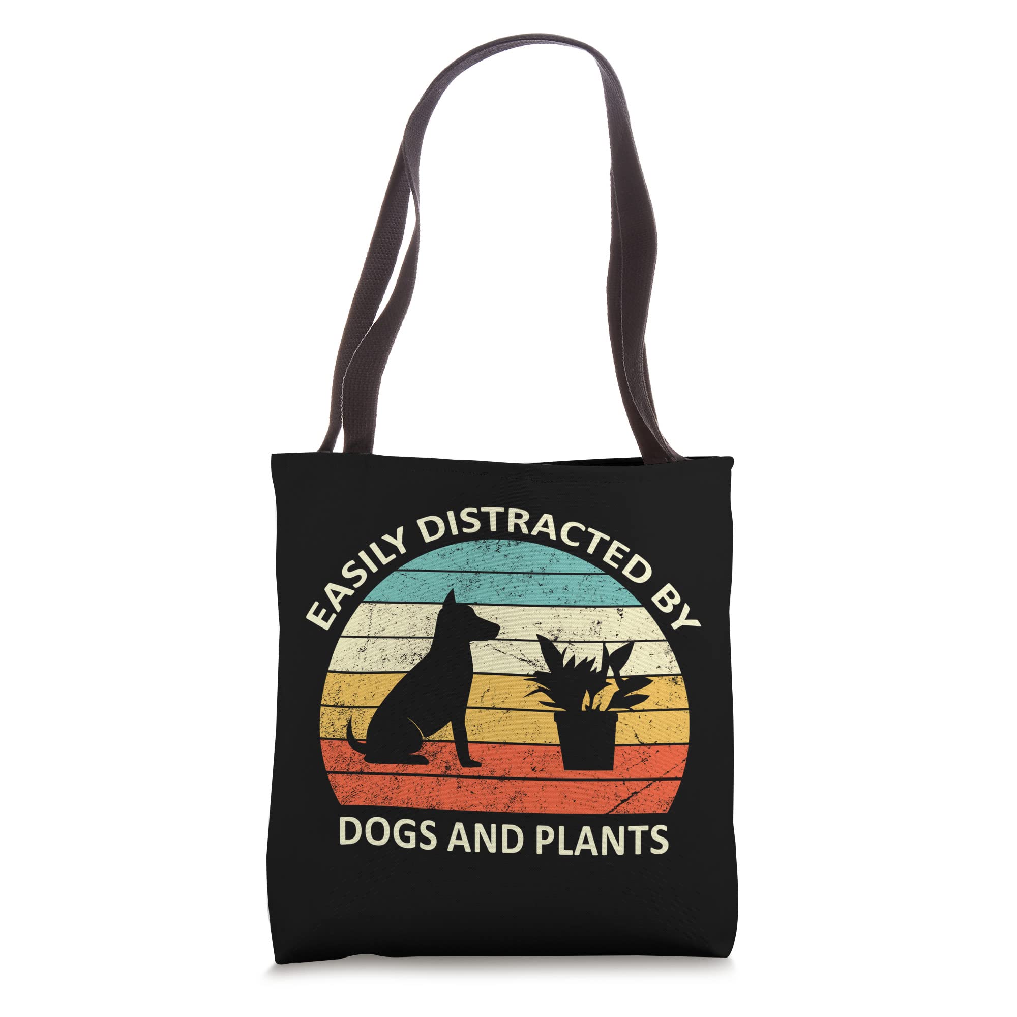 Retro Pet Dog Plant Lover Easily Distracted By Dogs & Plants Tote Bag