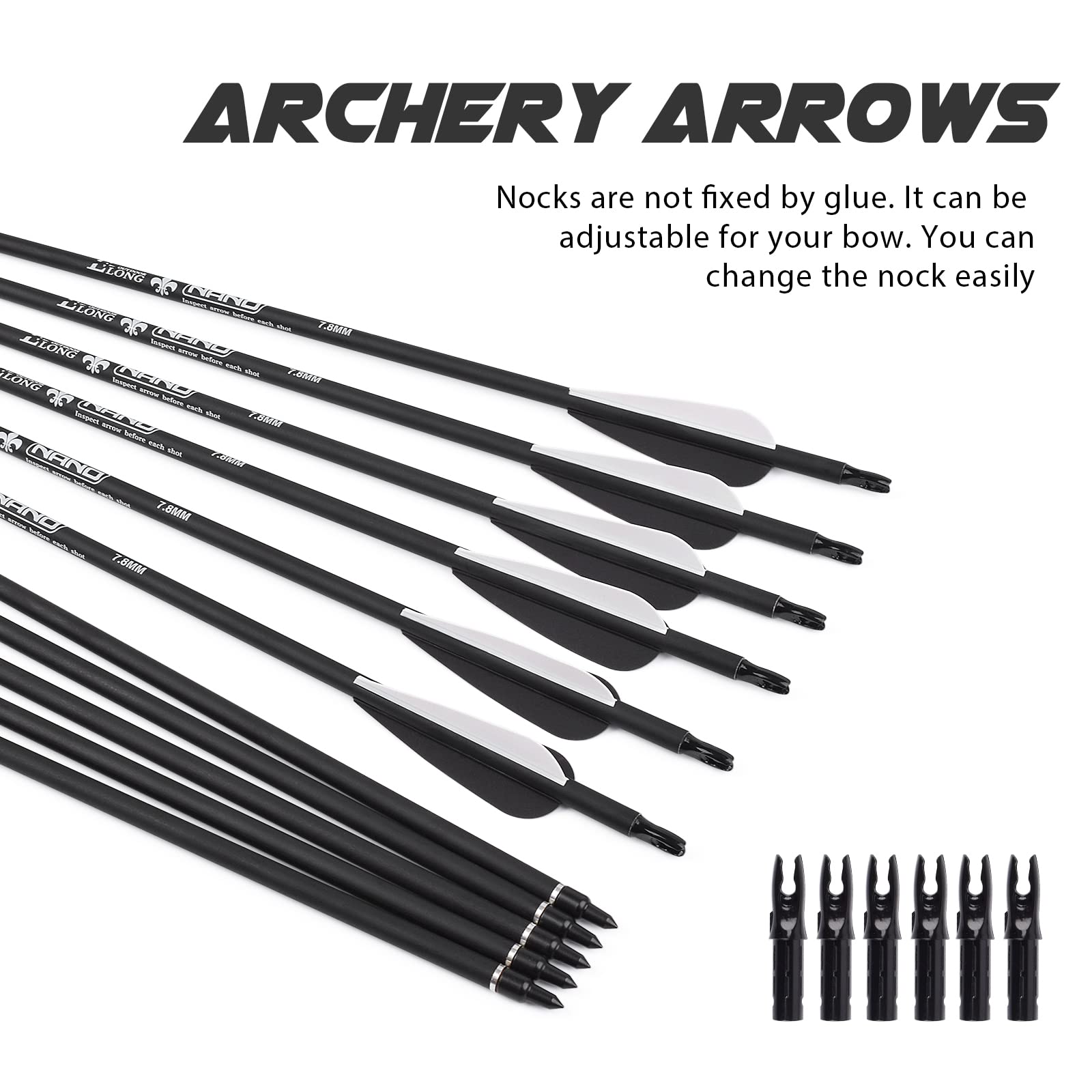 TY Archery 26"/28"/30" Carbon Arrow Archery Hunting Arrows with 100 Grain Removable Field Tips Target Practice for Compound Bow&Recurve Bow&Traditional Bow