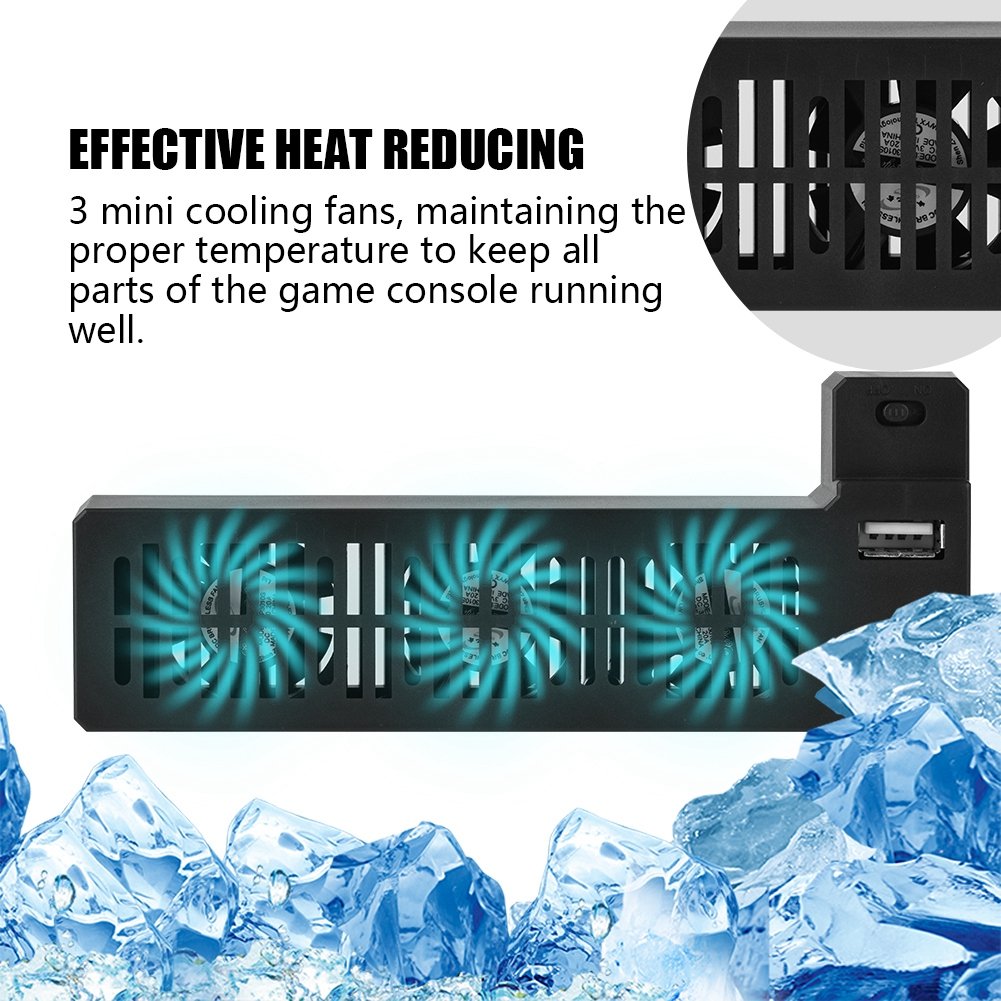 External Cooling Fan for One X Game Console, Portable Heat Reducing USB External Cooling Fan Game Machine Professional Radiator Side Mounted for ONE X Game Console