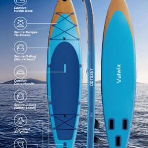 Valwix Inflatable Stand Up Paddle Board w/Electric Pump & Built-in Action Camera Mount Base, iSUP Paddleboard 350LBS Capacity