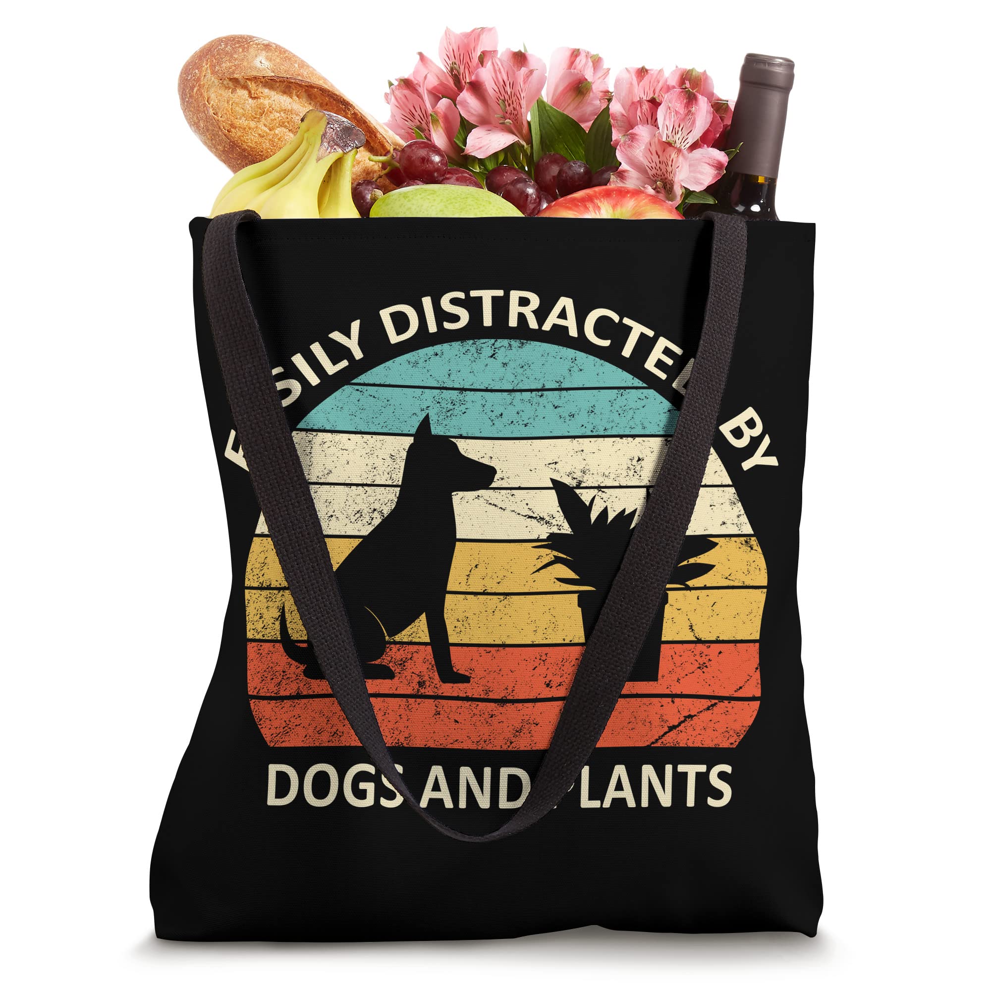 Retro Pet Dog Plant Lover Easily Distracted By Dogs & Plants Tote Bag