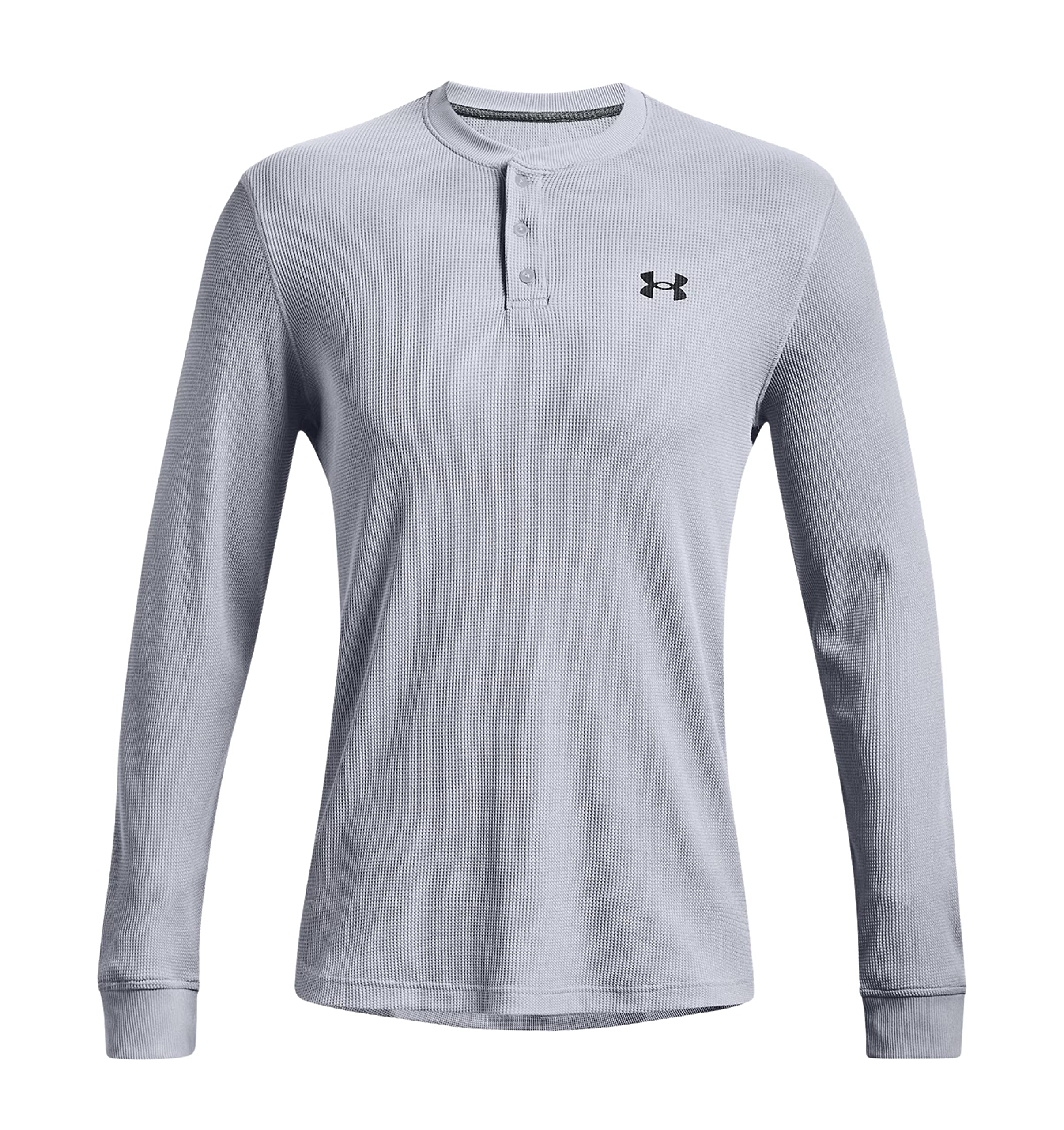 Under Armour Men's UA Waffle Henley Shirt Long Sleeve (Mod Gray/Black - 011, Large)