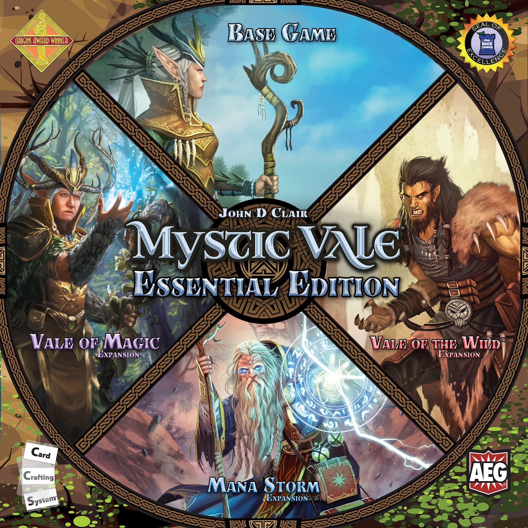 AEG: Mystic Vale: Essential Edition - Base Game and Expansions, Complete Set, Card-Crafting, Deck Building, 2-4 Players, Ages 14+, 45 Min Play Time