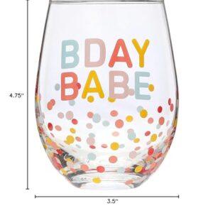 Pearhead Bday Babe Wine Glass, Birthday Party Favor, Birthday Party Accessory, Birthday Celebration Supplies, Great Gift Ideas for Her,15 oz.