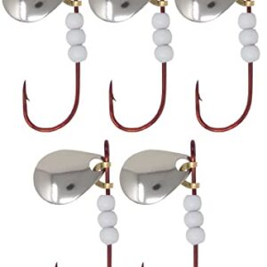 Tooth Shield Tackle Ice Fishing Deadstick Charmer Hook Tip-Up Rig / Tip Down Hook Rig Walleye Crappie Perch Jig [Red White] 5 Pack (Hook Size: 4)