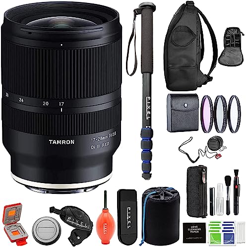 Tamron 17-28mm f/2.8 Di III RXD Lens for Sony E with Advanced Accessories & Travel Bundle (Tamron USA 6-Year Warranty)