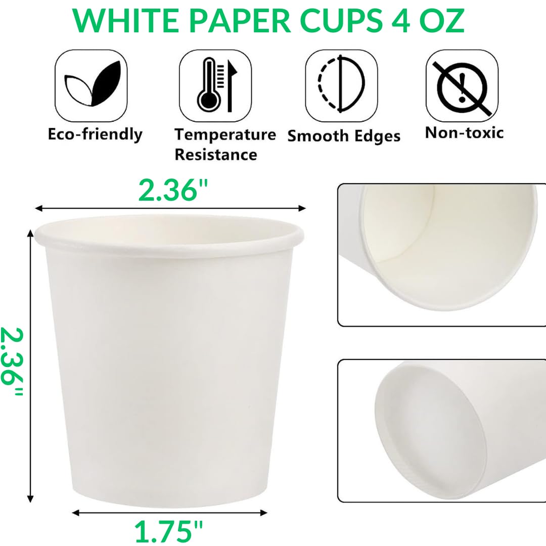 Lakesstory 50 Pack 4 oz. White Paper Disposable Cups – Hot and Cold Beverage Drinking Cup for Water, Juice, Coffee or Tea – Ideal for Water Coolers, Party, or Coffee On the Go’