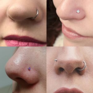 Vsnnsns 18G Nose Rings for Women Surgical Steel Nose Rings Hoops L Shaped Nose Studs Nose Hoop Rings 6mm 8mm 10mm Opal Nose Rings 2.5mm Diamond CZ Nose Ring Piercing Jewelry Silver 21Pcs