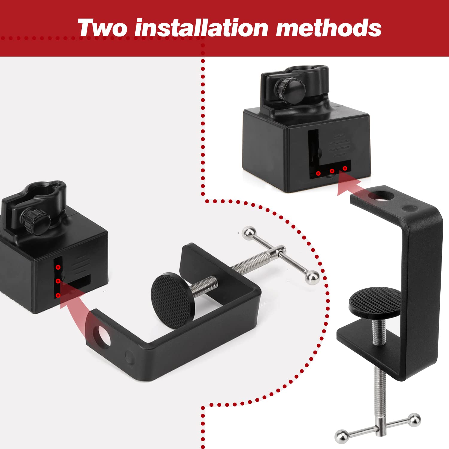 Boom Arm Clamps for Adjustable Mic Stand, Table Clamp that Can be Installed on Horizontal Table and Vertical Plane, Metal Table Mounting Clamp for Microphone Arm Stand by SUNMON