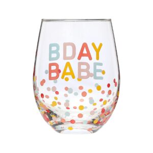 Pearhead Bday Babe Wine Glass, Birthday Party Favor, Birthday Party Accessory, Birthday Celebration Supplies, Great Gift Ideas for Her,15 oz.