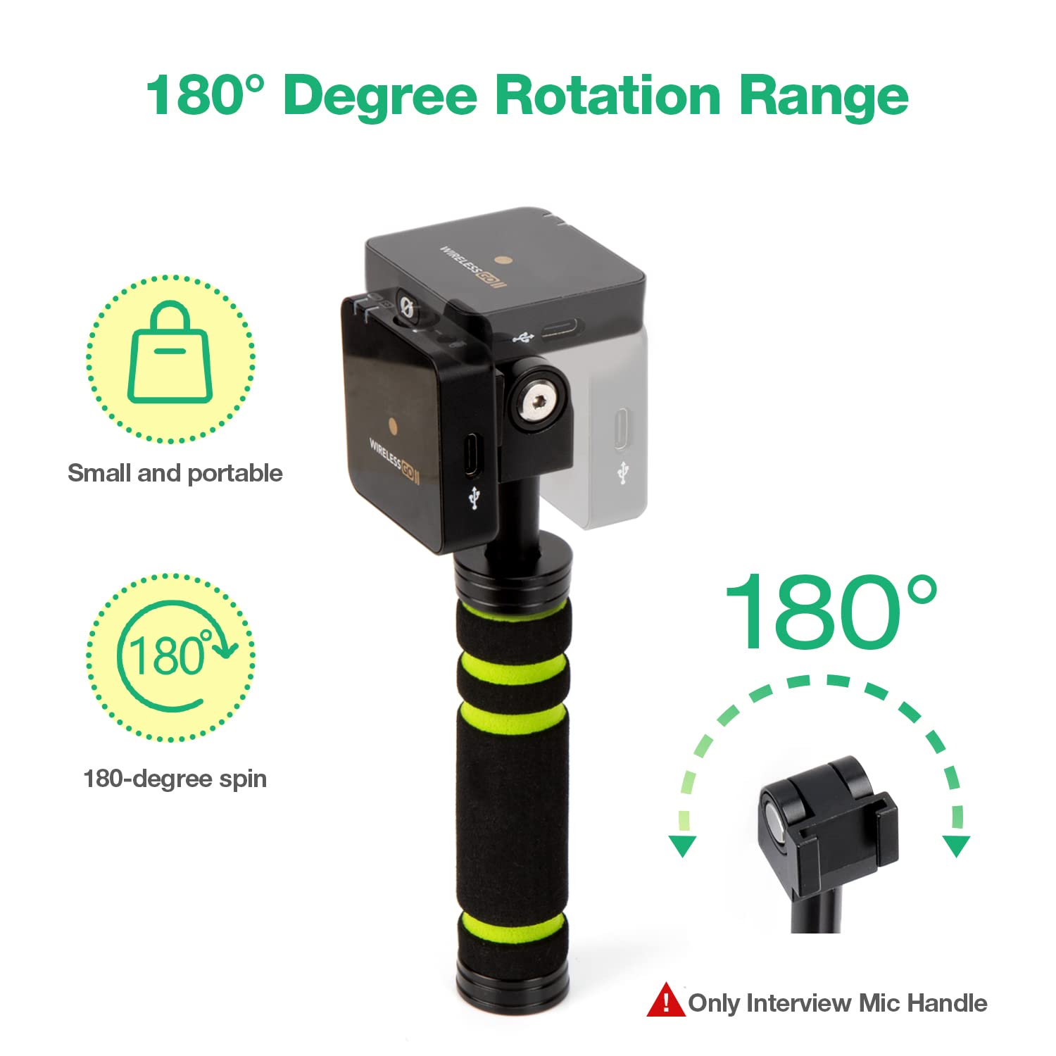 SUNMON Wireless Microphones RODE Wireless Go Handle, Wireless Go Handheld Adapter Compatible with RODE Wireless Go and Wireless Go 2, Suitable for Interviews, Hosting, and Live Streaming