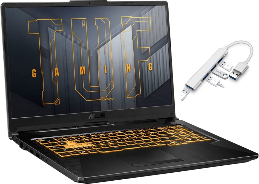 Asus TUF 17.3" 144Hz FHD Gaming Laptop | 11th Generation Core i5-11260H | NVIDIA GeForce RTX 3050 | Backlit Keyboard | Windows 10 | Grey | with USB3.0 HUB Bundled (8GB DDR4 | 512GBSSD | USB3.0 HUB)