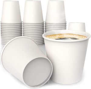 lakesstory 50 pack 4 oz. white paper disposable cups – hot and cold beverage drinking cup for water, juice, coffee or tea – ideal for water coolers, party, or coffee on the go’