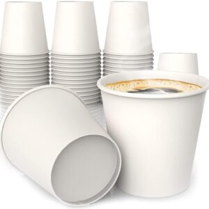 Lakesstory 50 Pack 4 oz. White Paper Disposable Cups – Hot and Cold Beverage Drinking Cup for Water, Juice, Coffee or Tea – Ideal for Water Coolers, Party, or Coffee On the Go’