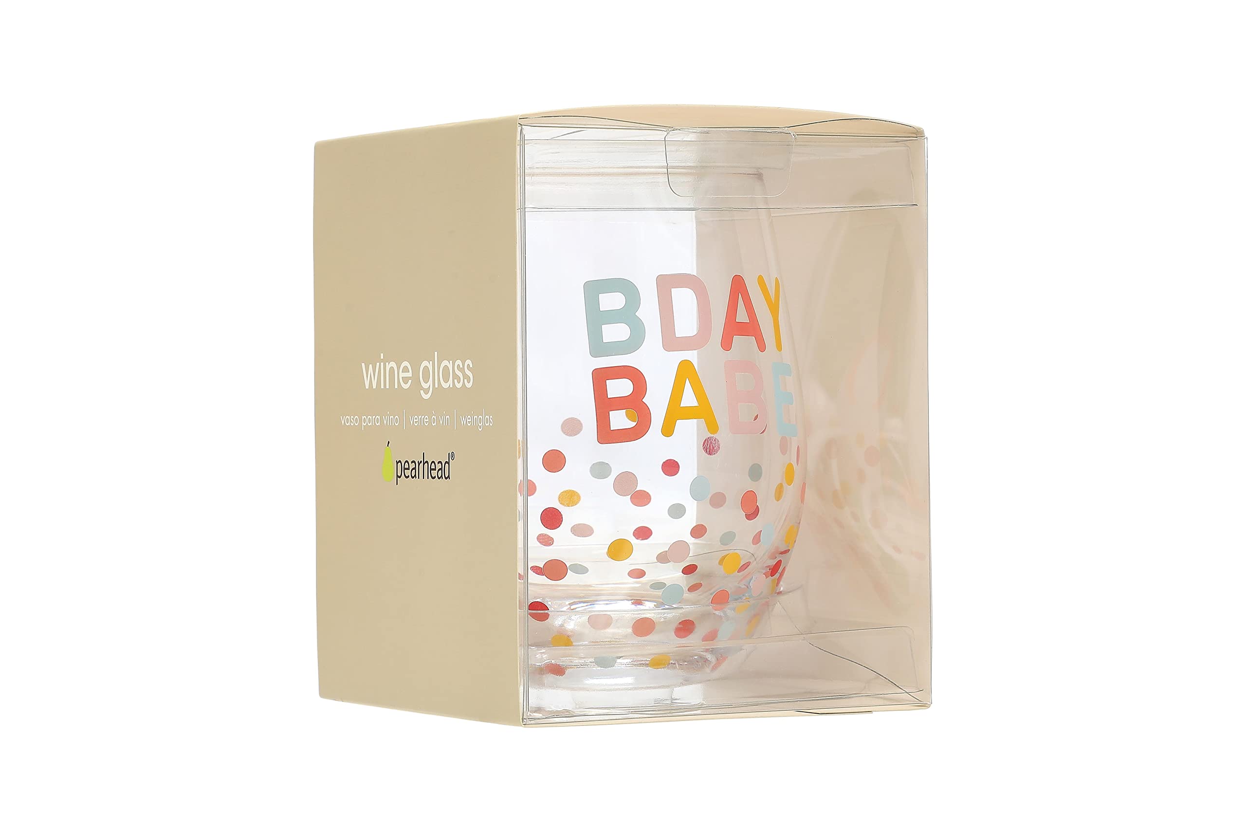 Pearhead Bday Babe Wine Glass, Birthday Party Favor, Birthday Party Accessory, Birthday Celebration Supplies, Great Gift Ideas for Her,15 oz.