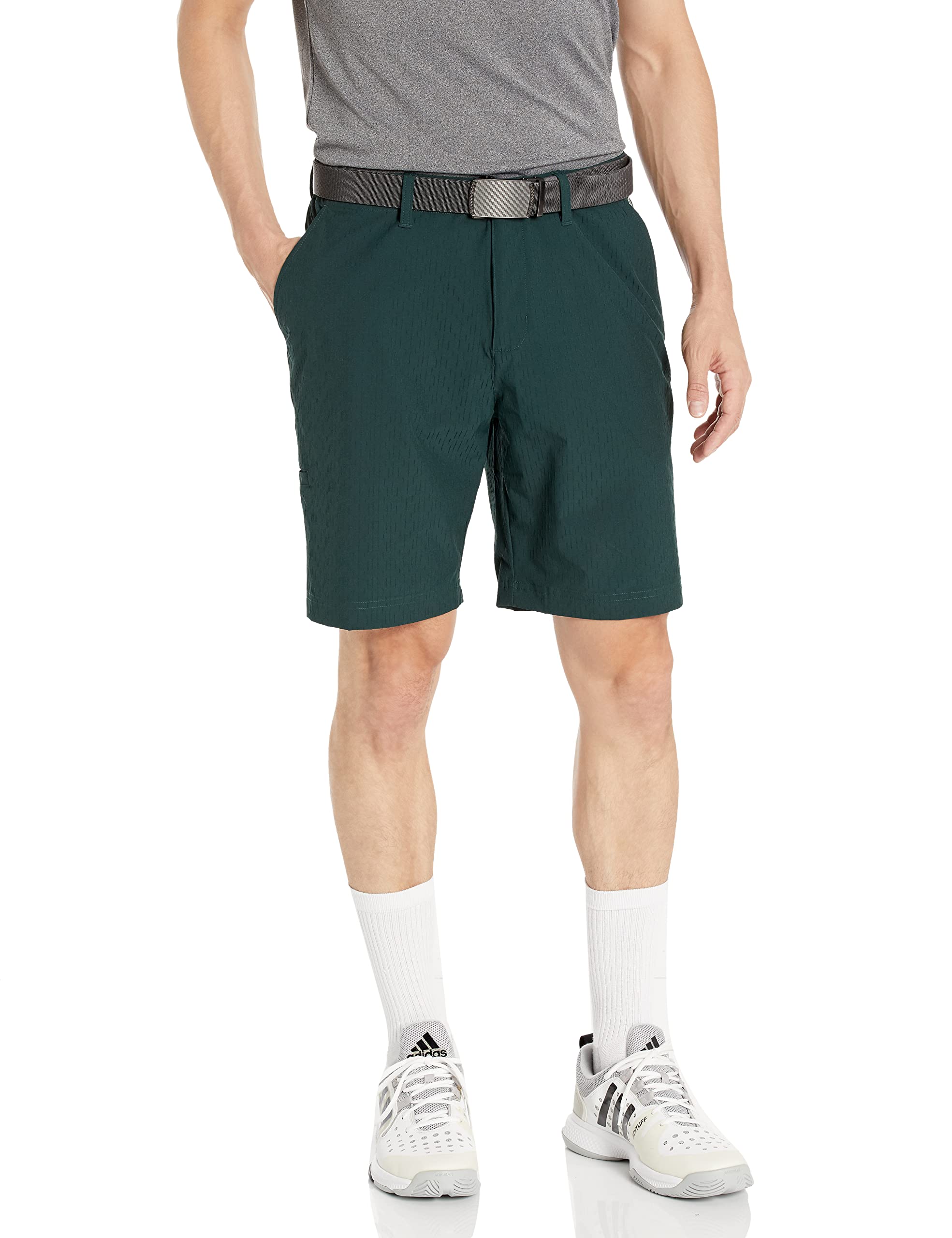 adidas Men's Standard Textured 9 Inch Golf Shorts, Shadow Green, 36