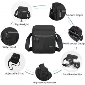 Small Men's Waterproof Messenger Bag - Ideal Crossbody Sling Purse Handbag for Work - Casual Black Shoulder Bag