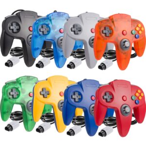 2 Pack Classic N64 Controller, suily Game pad Joystick for 64 - Plug & Play (Non PC USB Version) (Transparent Orange/Transparent Green)