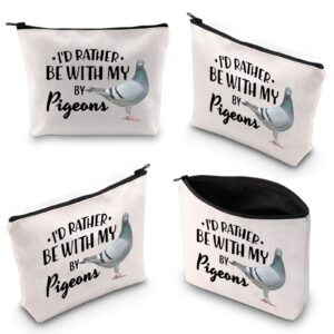 WZMPA Pigeon Themed Cosmetic Bag Pigeon Lover Gift I'd Rather Be With My Pigeons Makeup Zipper Pouch Bag Animal Lover Gift (With My Pigeons)