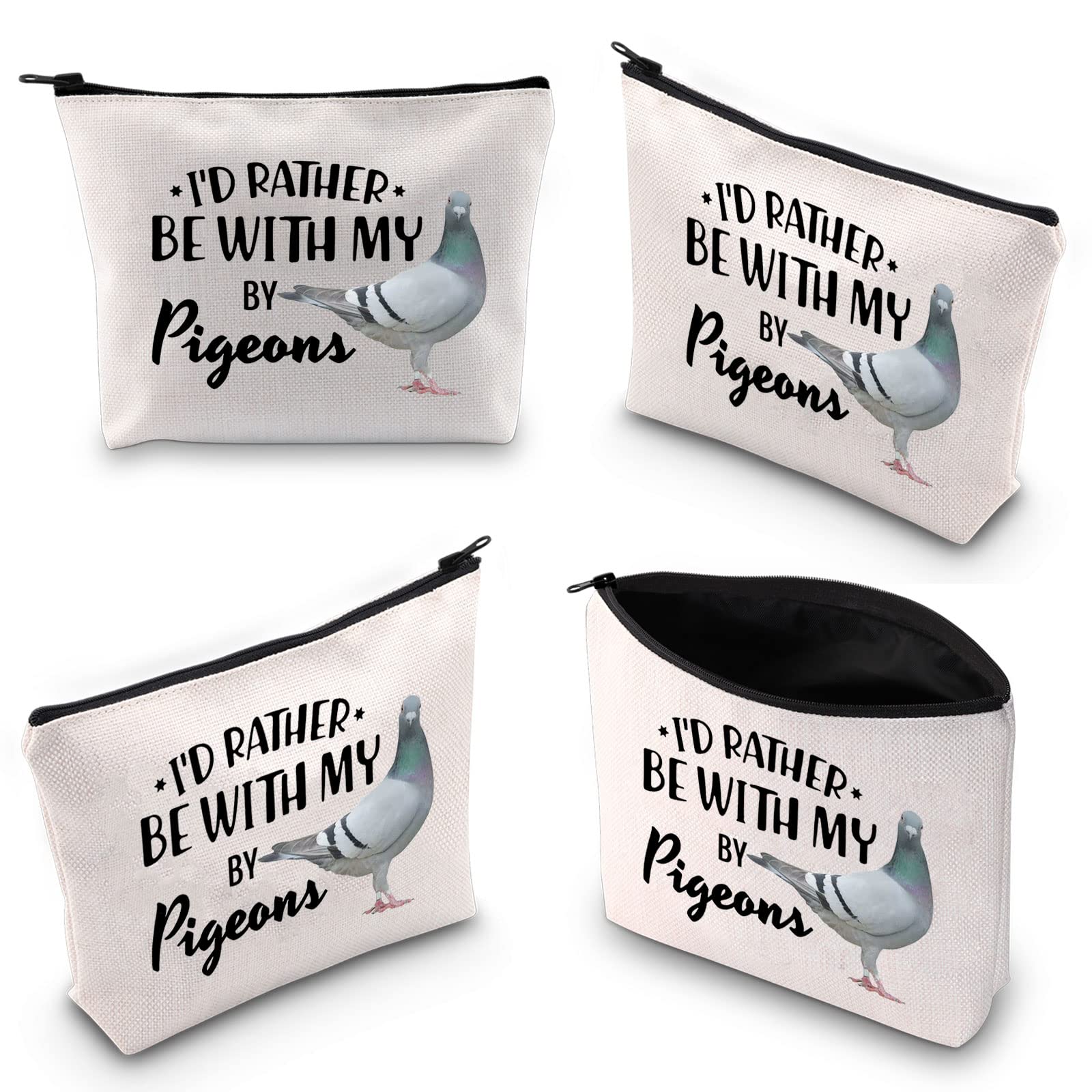 WZMPA Pigeon Themed Cosmetic Bag Pigeon Lover Gift I'd Rather Be With My Pigeons Makeup Zipper Pouch Bag Animal Lover Gift (With My Pigeons)