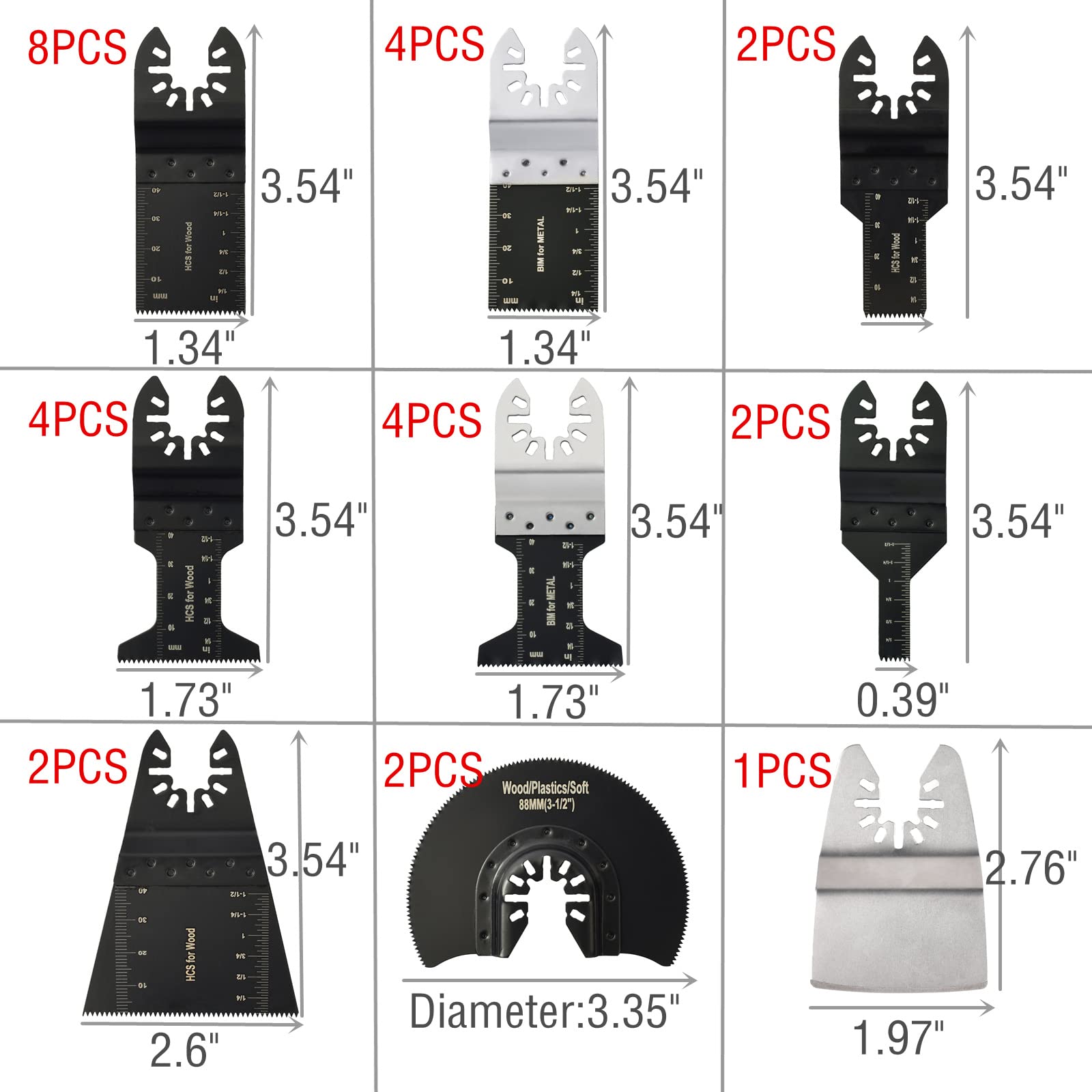 Ettonsun 31PCS Universal Metal Wood Oscillating Multitool Quick Release Saw Blades Fit Fein Multimaster Porter Cable Black & Decker Bosch Craftsman Ridgid Ryobi Makita Milwaukee Rockwell