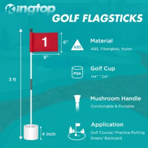 KINGTOP Miniature Golf Flagstick, Practice Putting Green Flags for Yard, Golf Pin Flag Hole Cup Set, Portable 2-Section Design, 3ft White Flagpole, Indoor | Outdoor, Red Flag Numbered #5, 1-Pack