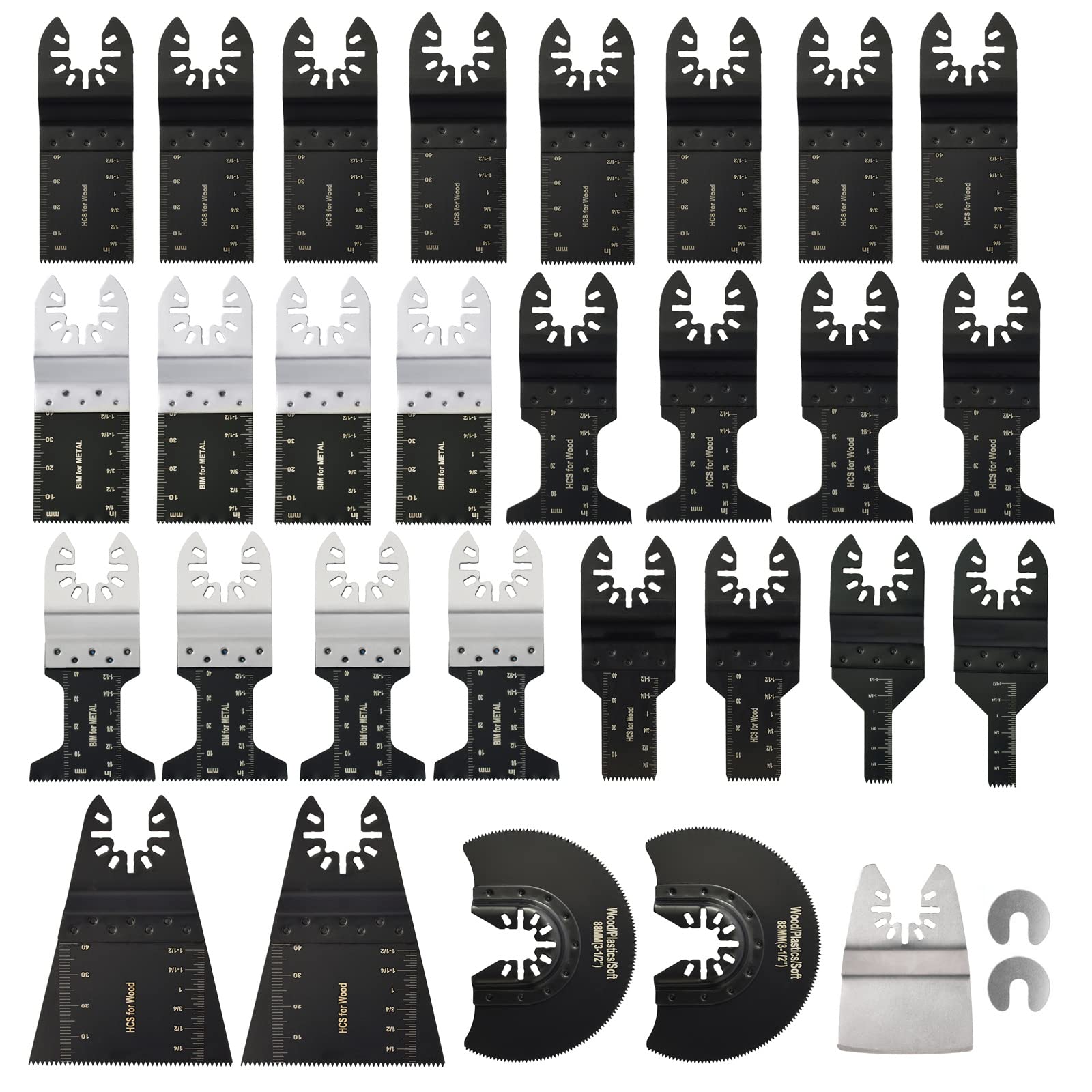 Ettonsun 31PCS Universal Metal Wood Oscillating Multitool Quick Release Saw Blades Fit Fein Multimaster Porter Cable Black & Decker Bosch Craftsman Ridgid Ryobi Makita Milwaukee Rockwell